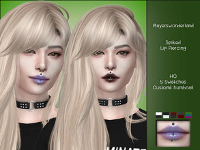 Sims 4 — Spiked Lip Piercing by PlayersWonderland — _HQ _Custom thumbnail _5 Swatches