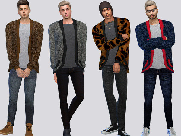 Sims 4 — Ryann Men's Cardigan by McLayneSims — Standalone item 15 Swatches MESH by Me No recoloring Please don't upload