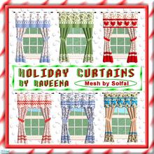 Sims 2 — Holiday Curtains Set by Raveena — Festive holiday curtains. You need solfal's curtain mesh for these objects to
