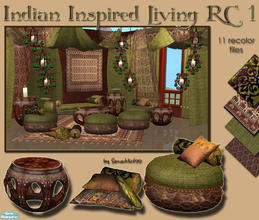 Sims 2 — Indian Inspired Living RC1 by Simaddict99 — warm brown, gold and green recolor of my Indian Inspired mesh set.