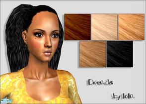 Sims 2 — Dread Pony Tail by Lola — Part Of My Afro Carribean Collection. Dreaded Hair Pulled Up Into A High Ponytail.