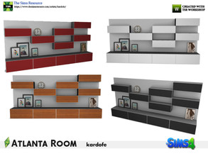 Sims 4 — kardofe_Atlanta Room_Bookshelf by kardofe — Large bookcase furniture, with some decorative objects and many