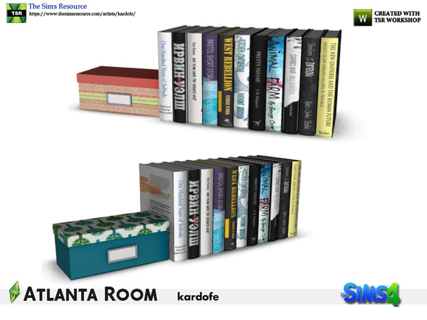 Sims 4 — kardofe_Atlanta Room_ Books 3 by kardofe — Group of eleven books, with a nice decorated box to hold them, to use