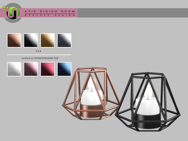 Sims 4 — Avis Candle by NynaeveDesign — Avis Dining Room Decor - Candle Found under: Lighting - Table Lamp Price: 183