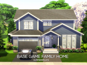 Sims 4 — Base Game Family Home by Summerr_Plays — Suburban style house includes two bedrooms and three bathrooms, a