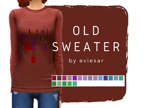 Sims 4 — Thrifted Sweater by EvieSAR — - uneven sweater (back is longer) - 19 swatches (thrifted like) - custom