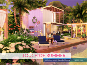 Sims 4 — Touch of Summer by Lhonna — Comfy, small beach home. The lot is furnished, landscaped, tested, and ready to