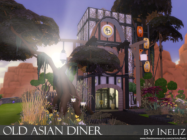 Sims 4 — Old Asian Diner by Ineliz — This old restaurant is full of charm and tasty sea food that your sims can come and