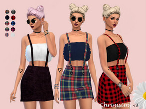 Sims 4 — Suspender skirt with crop top by chrimsimy — -female clothing body -10 swatches -all LODs -custom thumbnail
