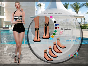 Sims 4 — DSF SANDALS NAUTICAL by DanSimsFantasy — These sandals are made to match the Nautical swimsuit and its
