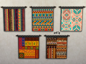 Sims 4 — ethnic drape p-2 by so87g — Collection of ethnic tapestries. Set of 5 tapestries. Cost : 500 you can found it in