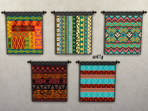 Sims 4 — ethnic drape p-3 by so87g — Collection of ethnic tapestries. Set of 5 tapestries. Cost : 500 you can found it in