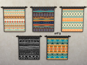 Sims 4 — ethnic drape p-4 by so87g — Collection of ethnic tapestries. Set of 5 tapestries. Cost : 500 you can found it in