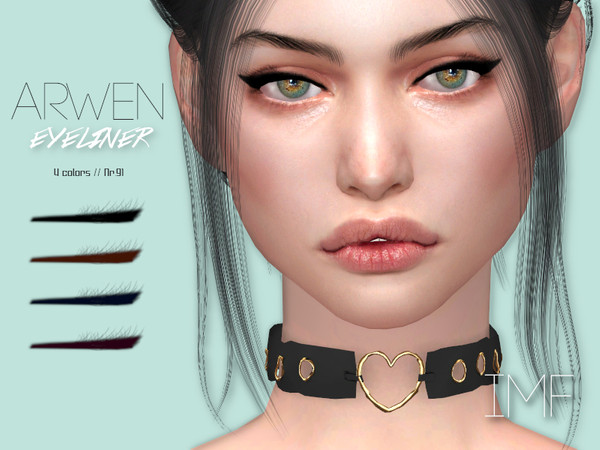 Sims 4 — IMF Arwen Eyeliner N.91 by IzzieMcFire — Arwen Eyeliner N.91 contains 4 colors in hq texture. Standalone item