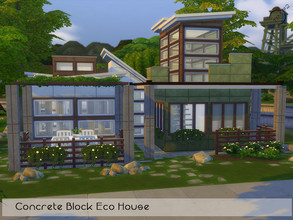 Sims 4 — Concrete Block Eco House by timi722 — House from recycled concrete panels and blocks. This building fits nicely