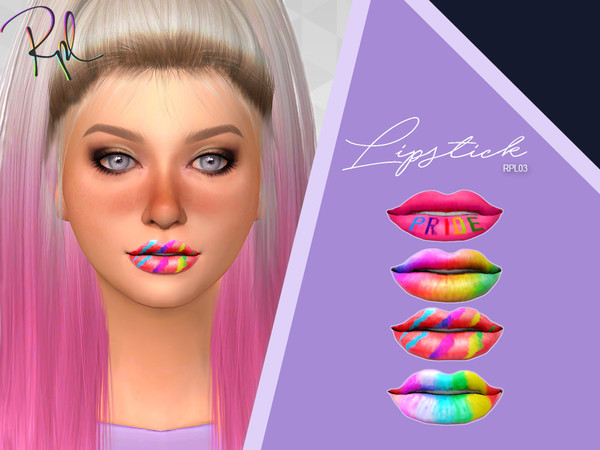 Sims 4 — Lipstick RPL03 - Pride by RobertaPLobo — :: Rainbow Lipstick for Pride :: 4 swatches :: Female and Male :: Base
