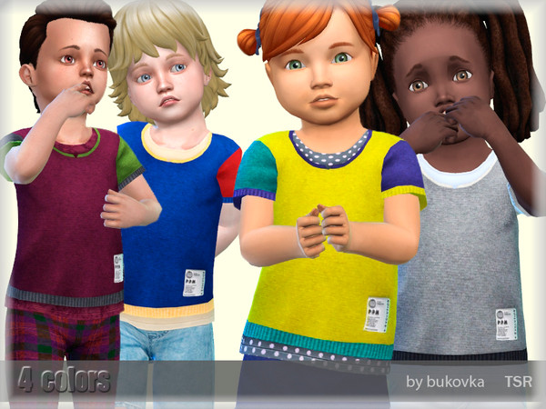 Sims 4 — Shirt Toddler m/f by bukovka — T-shirt for kids toddlers of both sexes. Installed independently, suitable for