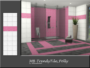 Sims 4 — MB-TrendyTile_Polly by matomibotaki — MB-TrendyTile_Polly, lovely tille wall with mosaic tile border , part of