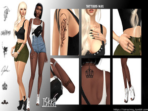 Sims 4 — ISKRA tattoos n01 by ISKRAsims4 — 7 swatches 1 swatch all in one for female hq compatible teen to elder custom