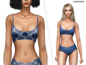 Sims 4 — Marine Swimwear - Top by CherryBerrySim — Swimsuit bikini top in marine theme and blue colors for female sims. 4