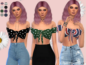 Sims 4 — Knot Crop Top by chrimsimy — -female top -9 swatches -custom thumbnail -all LODs -normal and shadow map Hope you
