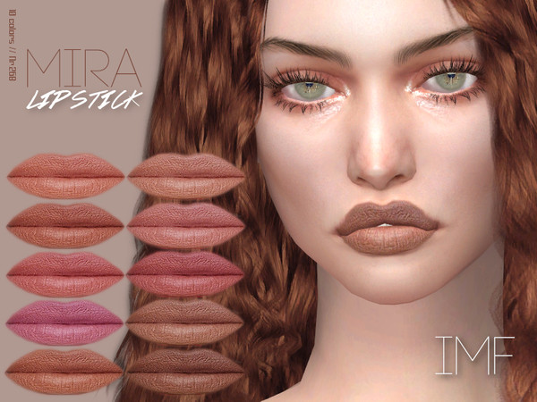 Sims 4 — IMF Mira Lipstick N.268 by IzzieMcFire — Mira Lipstick N.268 contains 10 colors in hq texture. Standalone item