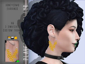 Sims 4 — Honeycomb Earrings by PlayersWonderland — HQ 3 Swatches Custom thumbnail