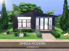 Sims 4 — Simkea Modern by Summerr_Plays — This modern one storey home has on bedroom and one bathroom and is a perfect