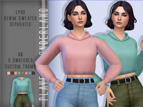 Sims 4 — EP09 Denim Sweater Separated by PlayersWonderland — HQ 10 Swatches Custom thumbnail Spec / Normal Map added