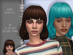 Sims 4 — Bobby Hairstyle by PlayersWonderland — HQ Custom thumbnail EA colors Hat compatible Spec/ Normalmap added