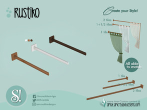 Sims 4 — Rustiko Shower curtain pole 1x1 by SIMcredible! — by SIMcredibledesigns.com available at TSR 3 colors variations