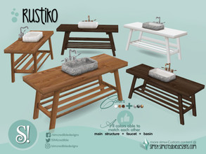 Sims 4 — Rustiko Sink by SIMcredible! — by SIMcredibledesigns.com available at TSR 3 colors in several variations