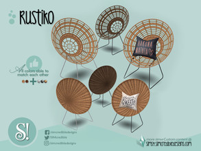 Sims 4 — Rustiko Chair by SIMcredible! — by SIMcredibledesigns.com available at TSR 3 colors in 12 variations