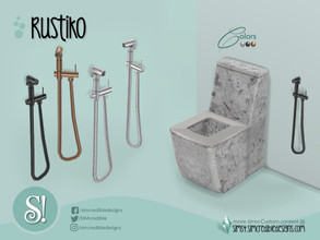 Sims 4 — Rustiko toilet douche by SIMcredible! — *DECOR ONLY* since there's no WC douche on base game to clone as base.