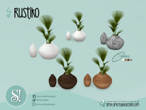 Sims 4 — Rustiko Vases duo and plant by SIMcredible! — by SIMcredibledesigns.com available at TSR 4 colors variations