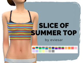Sims 4 — Slice Of Summer Top by EvieSAR — - basegame - 21 swatches (10 with the striped pattern and 11 plain) - custom