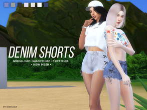 Sims 4 — Denim Shorts by Alexa_Catt — Clothing Bottom - Shorts From teen to elder 7 swatches HQ compatible Original mesh