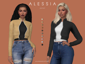 Sims 4 — ALESSIA | jacket by Plumbobs_n_Fries — New Mesh Borg jacket over a t-shirt. Female | Teen - Elders Cold Weather