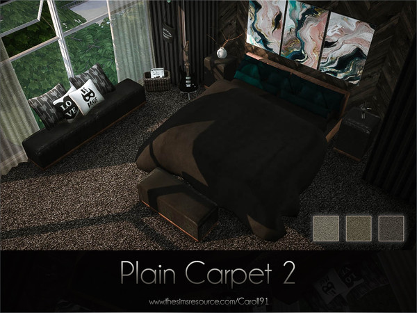 Sims 4 — Plain Carpet 2 by Caroll912 — A 3-recolour plain carpet in dark brown tones. Suitable for indoor use.
