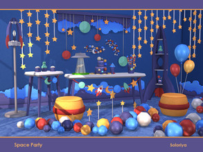 Sims 4 — Space Party by soloriya — A set of decorative objects for your space parties. Includes 12 objects, has 4 color