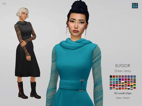 Sims 4 — Dress Jessy by Elfdor — - 60 swatches - teen to elder - everyday, formal, party - base game compatible - with
