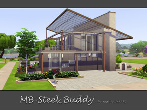 Sims 4 — MB-Steel_Buddy by matomibotaki — Modern and stylish architecture composed form stone and steel. New Sims 4