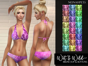 Sims 4 — Wet & Wild Bikini  by neinahpets — A flirty and fun bikini top and bottom with a watercolor acrylic pour