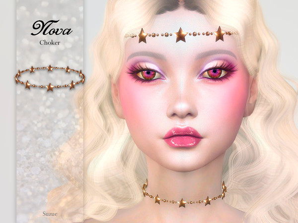 Sims 4 — Nova Choker by Suzue — F. Updated (2021) -New Mesh (Suzue) -10 Swatches -For Female (Teen to Elder) -HQ