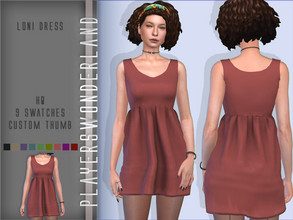 Sims 4 — Loni Dress by PlayersWonderland — New Mesh HQ 9 Swatches Custom thumbnail