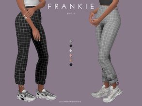 Sims 4 — FRANKIE | pants by Plumbobs_n_Fries — New Mesh Grid Pants Rolled Up HQ Texture Female | Teen - Elders Cold
