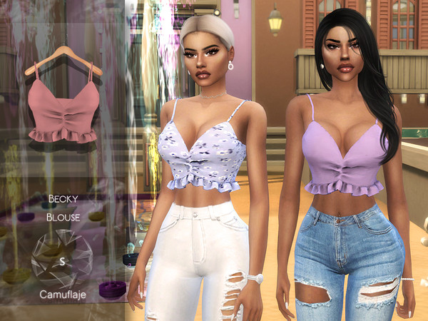 Sims 4 — Camuflaje - Becky (Blouse) by Camuflaje — * New mesh * Compatible with the base game * HQ * All LODs (I