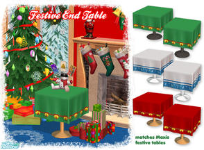 Sims 2 — Festive End Table by Windkeeper — Festive end table that matches Maxis festive tables and uses all their colors.
