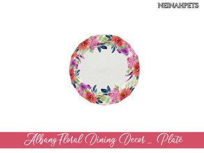 Sims 4 — Albany Floral Dining Decor - Plate {Mesh Required} by neinahpets — A floral watercolor plate recolor. (See