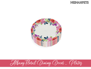 Sims 4 — Albany Floral Dining Decor - Plates {Mesh Required} by neinahpets — A floral watercolor plate stacked recolor.